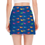 Colorful Baby Sharks Pattern Print Side Slit Mini Skirt