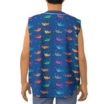 Colorful Baby Sharks Pattern Print Sleeveless Baseball Jersey