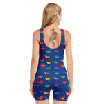 Colorful Baby Sharks Pattern Print Sleeveless One Piece Swimsuit