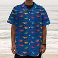 Colorful Baby Sharks Pattern Print Textured Short Sleeve Shirt