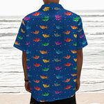 Colorful Baby Sharks Pattern Print Textured Short Sleeve Shirt