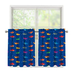 Colorful Baby Sharks Pattern Print Tier Curtains