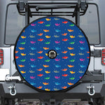 Colorful Baby Sharks Pattern Print Tire Cover With Camera Hole