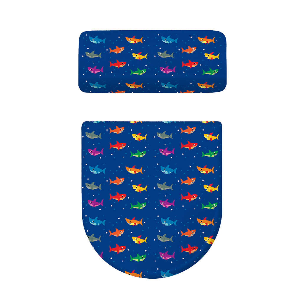 Colorful Baby Sharks Pattern Print Toilet Lid And Tank Cover Set