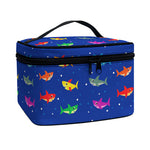 Colorful Baby Sharks Pattern Print Travel Makeup Bag