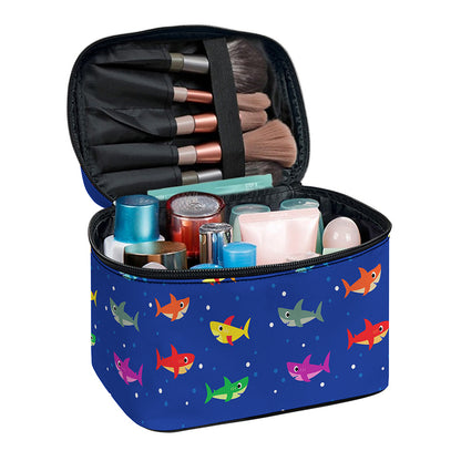 Colorful Baby Sharks Pattern Print Travel Makeup Bag