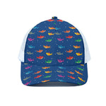 Colorful Baby Sharks Pattern Print White Mesh Trucker Cap
