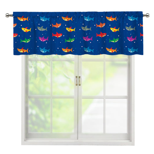 Colorful Baby Sharks Pattern Print Window Valance