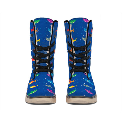 Colorful Baby Sharks Pattern Print Winter Boots
