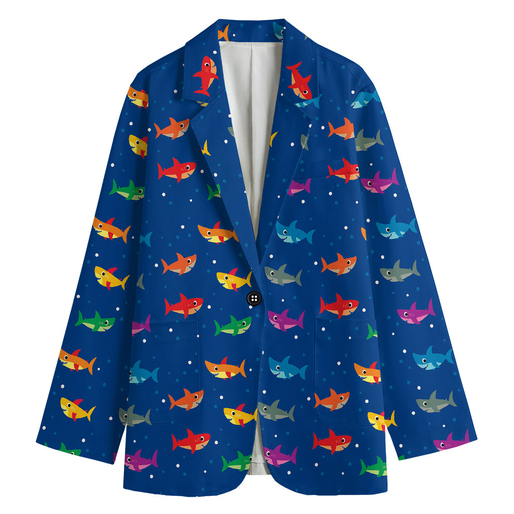 Colorful Baby Sharks Pattern Print Women's Blazer
