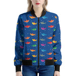 Colorful Baby Sharks Pattern Print Women's Bomber Jacket