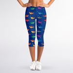 Colorful Baby Sharks Pattern Print Women's Capri Leggings