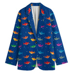 Colorful Baby Sharks Pattern Print Women's Cotton Blazer