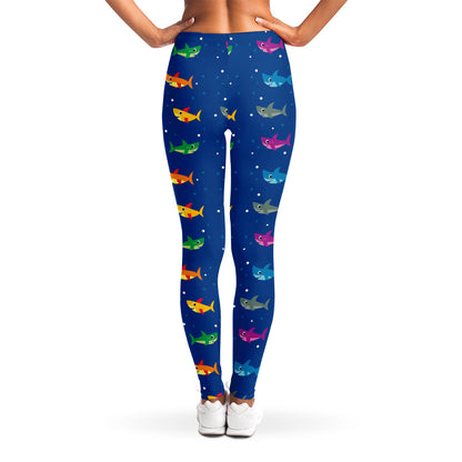 Colorful Baby Sharks Pattern Print Women's Leggings