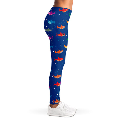 Colorful Baby Sharks Pattern Print Women's Leggings