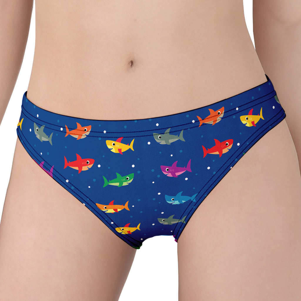 Colorful Baby Sharks Pattern Print Women's Panties