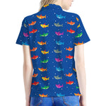 Colorful Baby Sharks Pattern Print Women's Polo Shirt