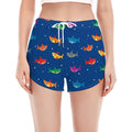 Colorful Baby Sharks Pattern Print Women's Split Running Shorts