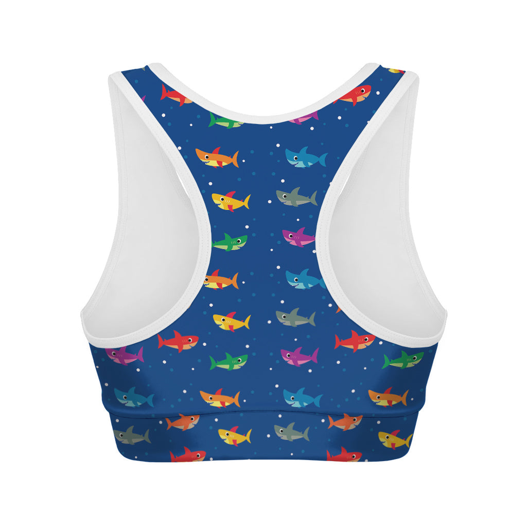 Colorful Baby Sharks Pattern Print Women's Sports Bra