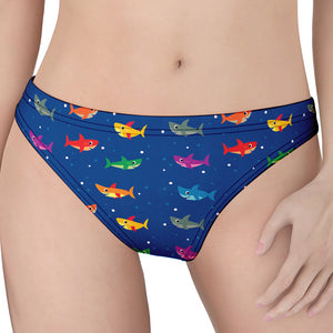 Colorful Baby Sharks Pattern Print Women's Thong