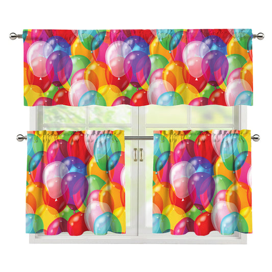 Colorful Balloon Pattern Print 3 Piece Kitchen Curtains