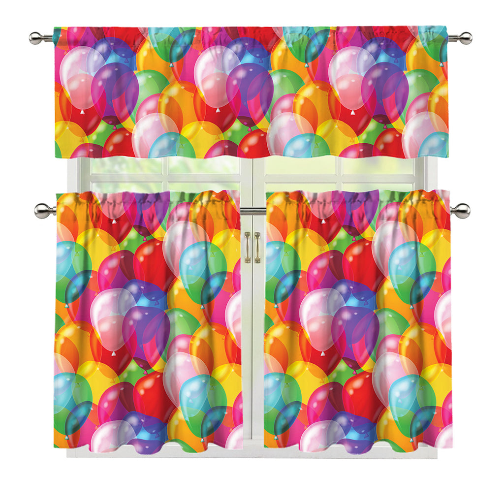 Colorful Balloon Pattern Print 3 Piece Kitchen Curtains