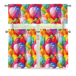 Colorful Balloon Pattern Print 3 Piece Kitchen Curtains