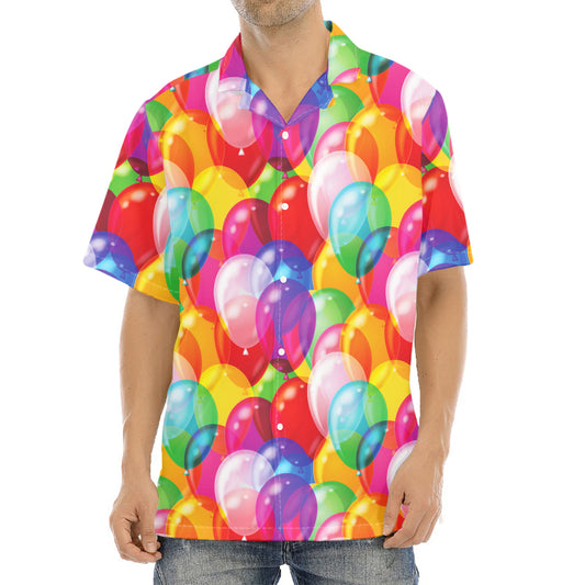 Colorful Balloon Pattern Print Aloha Shirt