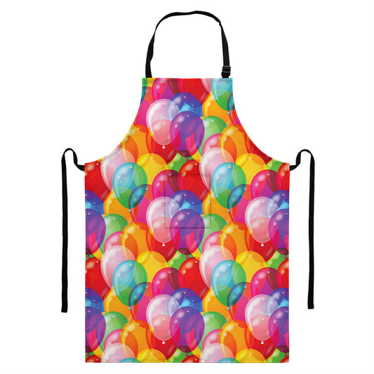 Colorful Balloon Pattern Print Bib Apron With Pocket