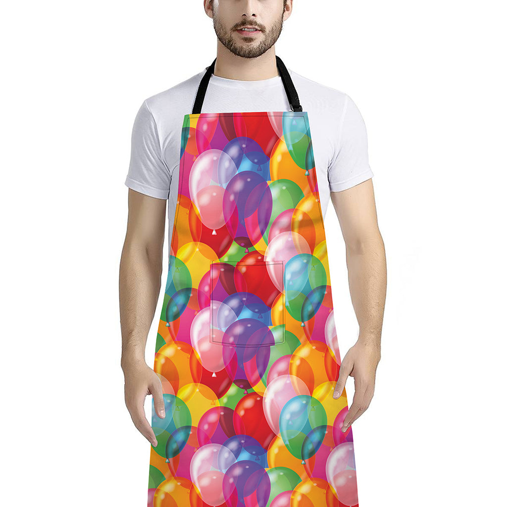 Colorful Balloon Pattern Print Bib Apron With Pocket