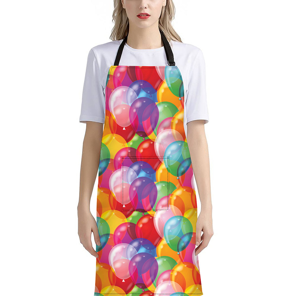 Colorful Balloon Pattern Print Bib Apron With Pocket
