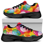 Colorful Balloon Pattern Print Black Chunky Shoes