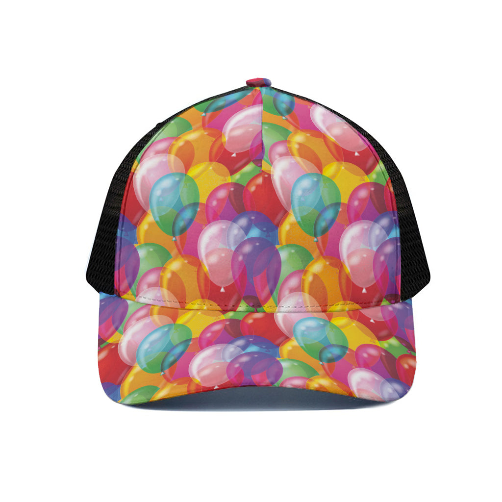 Colorful Balloon Pattern Print Black Mesh Trucker Cap