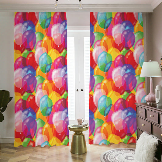 Colorful Balloon Pattern Print Blackout Pencil Pleat Curtains