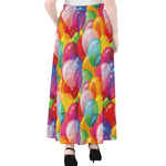 Colorful Balloon Pattern Print Chiffon Maxi Skirt