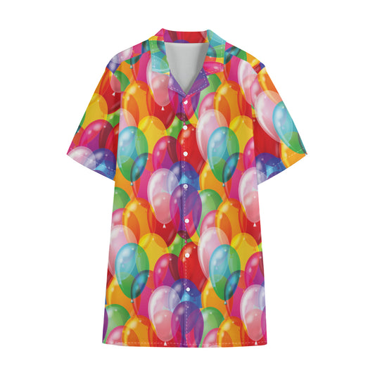 Colorful Balloon Pattern Print Cotton Hawaiian Shirt