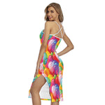 Colorful Balloon Pattern Print Cross Back Cami Dress