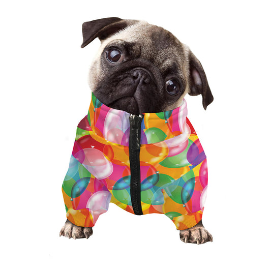 Colorful Balloon Pattern Print Dog Zip Up Jacket