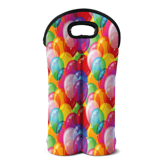 Colorful Balloon Pattern Print Double Neoprene Wine Tote