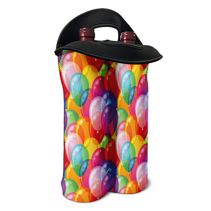 Colorful Balloon Pattern Print Double Neoprene Wine Tote