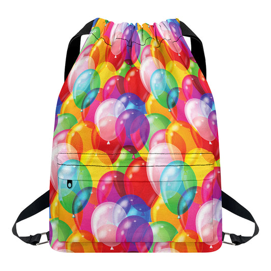 Colorful Balloon Pattern Print Drawstring Backpack