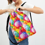 Colorful Balloon Pattern Print Drawstring Backpack