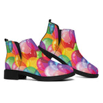 Colorful Balloon Pattern Print Flat Ankle Boots