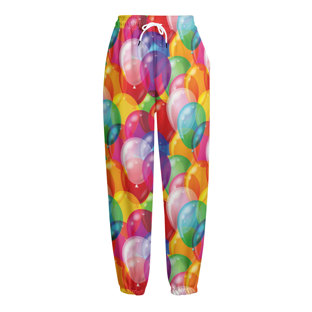 Colorful Balloon Pattern Print Fleece Lined Knit Pants