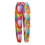 Colorful Balloon Pattern Print Fleece Lined Knit Pants