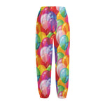 Colorful Balloon Pattern Print Fleece Lined Knit Pants