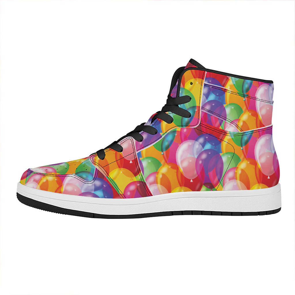 Colorful Balloon Pattern Print High Top Leather Sneakers