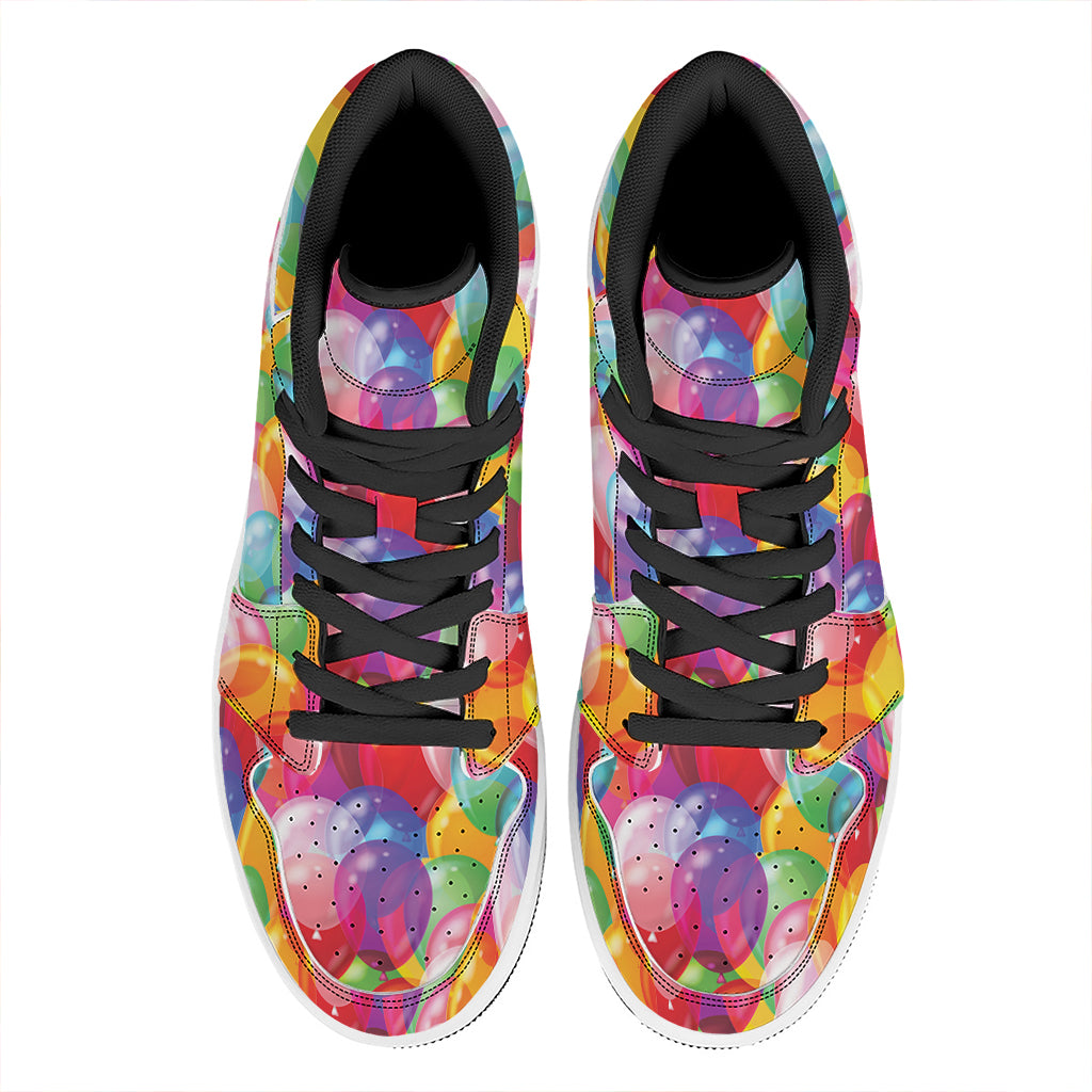 Colorful Balloon Pattern Print High Top Leather Sneakers