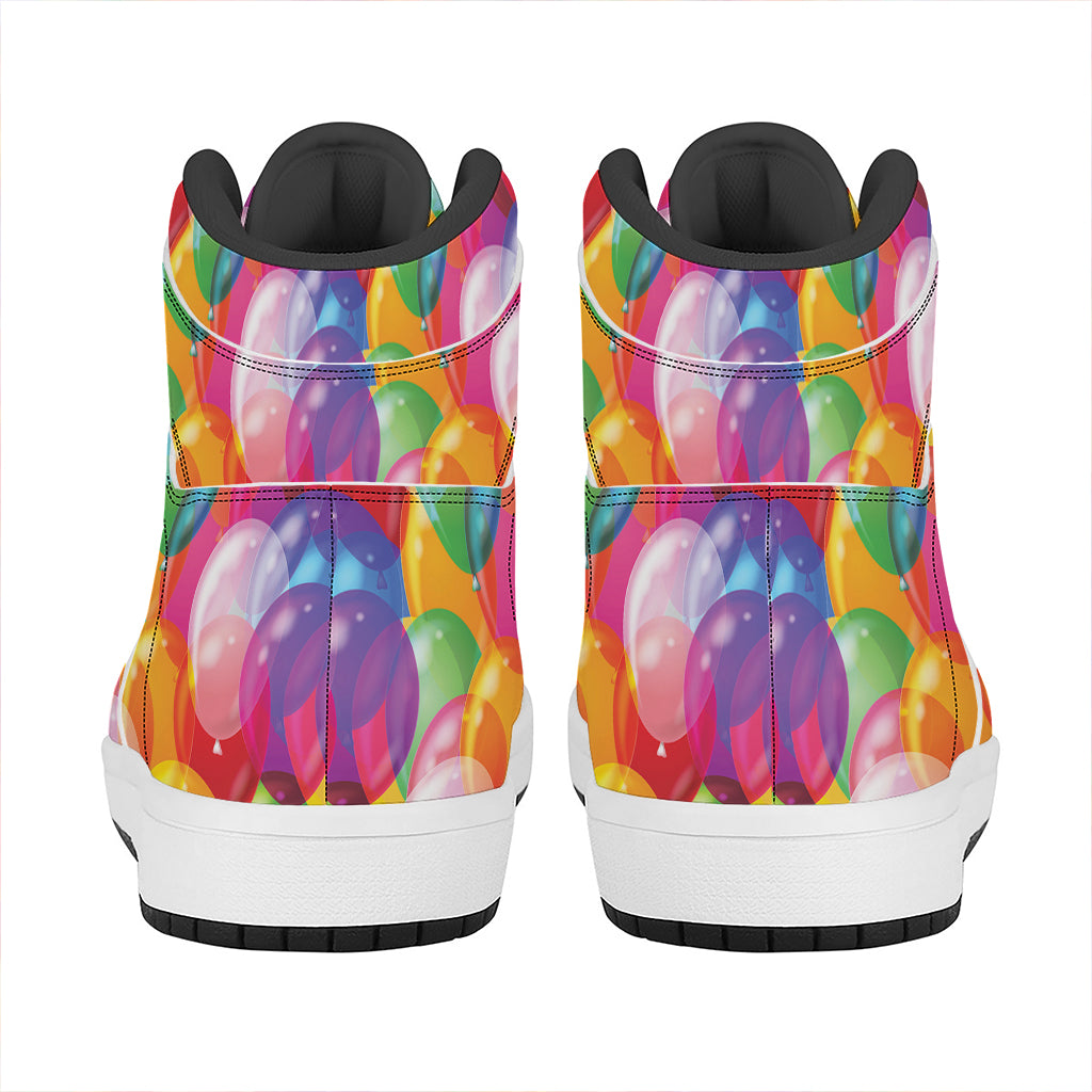 Colorful Balloon Pattern Print High Top Leather Sneakers