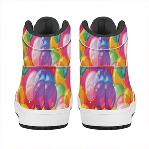 Colorful Balloon Pattern Print High Top Leather Sneakers